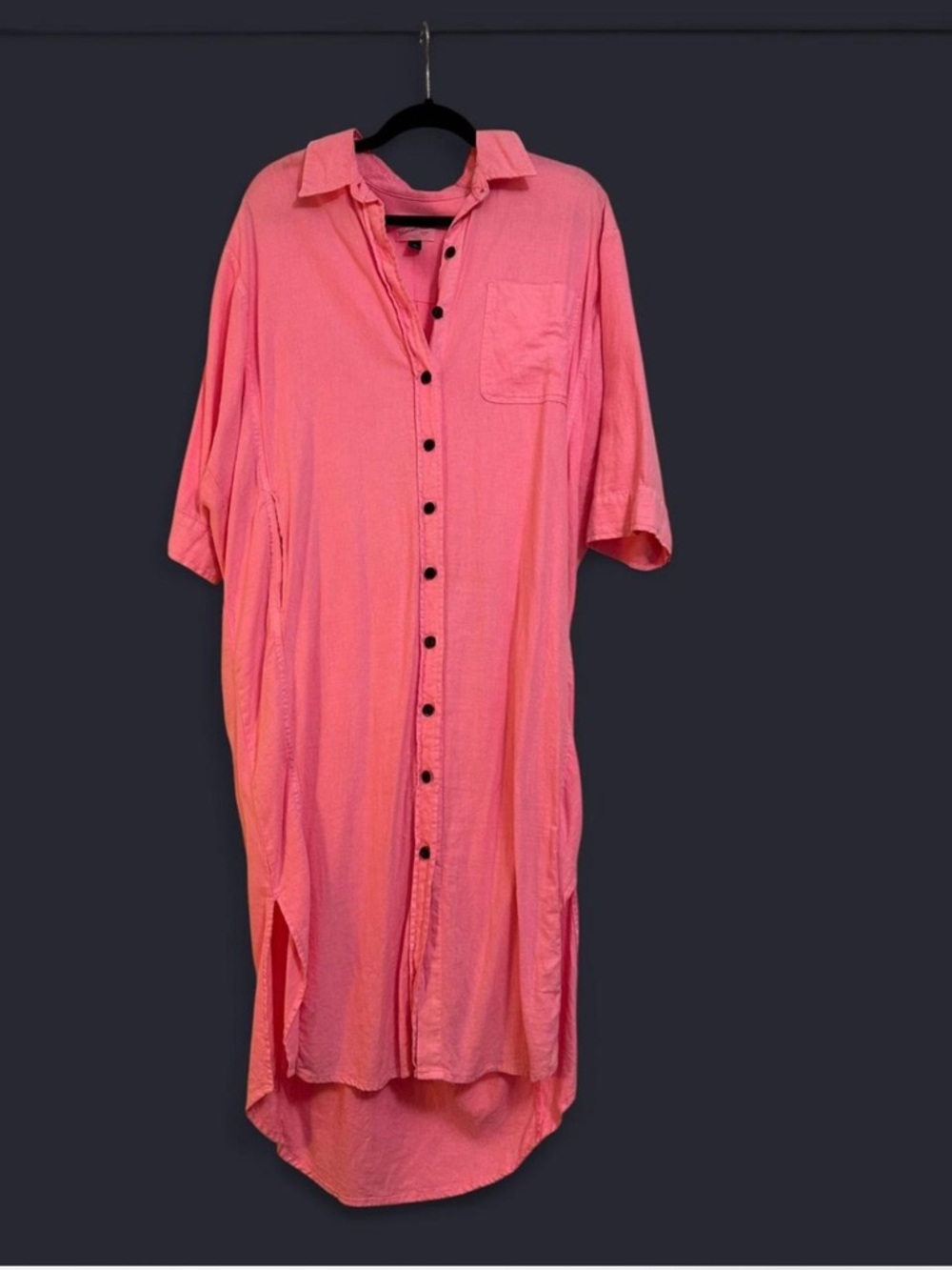 Pink Button-Down Longline Shirt - Casual Relaxed Fit